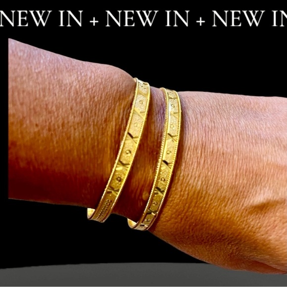 everythingpink1 Jewelry - Bangles 22K Gold Plated Numerical Design Set  of 2 Bangles Brand New
